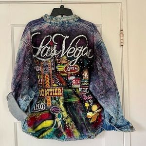 1987 Tony Alamo blinged out washed denim jacket, Las Vegas